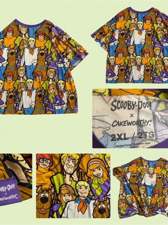 Scooby-Doo x Cakeworthy Multi-Color Short Sleeve UNISEX RARE GRAPHIC TEE 2X
